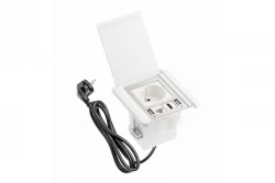 Indux Flip mat hvid indbygget stikkontakt med 2xUSB A, 1xRJ45 og HDMI-forbindelse 1208957916