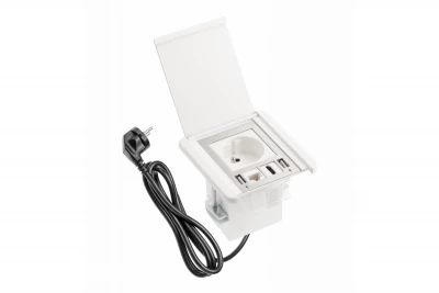 Indux Flip mat hvid indbygget stikkontakt med 2xUSB A, 1xRJ45 og HDMI-forbindelse 1208957916