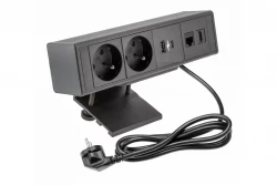 Indux Skrivebord kontor eller bord mat sort jordstik (2x) med 1xUSB A, 1xUSB C, 1xRJ45 og 1xHDMI 1208957920