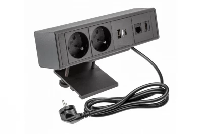 Indux Skrivebord kontor eller bord mat sort jordstik (2x) med 1xUSB A, 1xUSB C, 1xRJ45 og 1xHDMI 1208957920