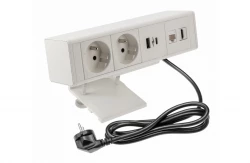 Indux Desk kontor eller bordmat hvid jordforbindelse stikkontakt (2x) med 1xUSB A, 1xUSB C, 1xRJ45 og 1xHDMI 1208957921