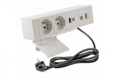 Indux Desk kontor eller bordmat hvid jordforbindelse stikkontakt (2x) med 1xUSB A, 1xUSB C, 1xRJ45 og 1xHDMI 1208957921