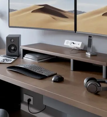 Indux Desk kontor eller bordmat hvid jordforbindelse stikkontakt (2x) med 1xUSB A, 1xUSB C, 1xRJ45 og 1xHDMI 1208957921