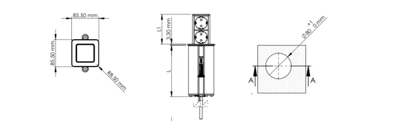 Indux Push udtrækkelig hvid jordet stikkontakt med 1xUSB A og 1xUSB C med rustfrit stål låg 1208957931