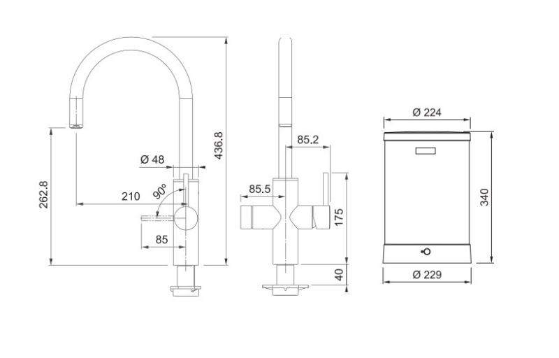Franke Maris vandhub 4L kedel 3-i-1 med Touch elektronisk kogende vandhane RVS 160.0702.531