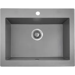 Aquadesign Farmhouse mellem eller ovenpå montering granit køkkenvask grå 58x49cm 1208958165