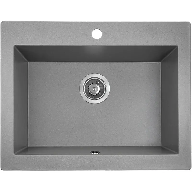 Aquadesign Farmhouse mellem eller ovenpå montering granit køkkenvask grå 58x49cm 1208958165
