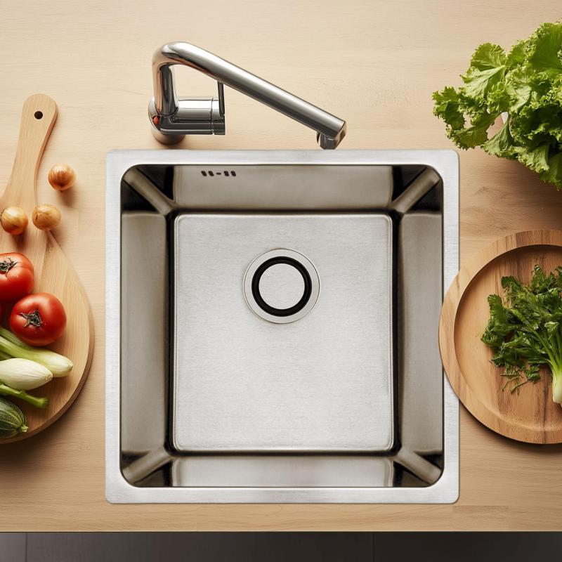 Aquadesign R25 stål overbygning, underbygning og planindbygget vask i rustfrit stål 40x40 cm 1208958206