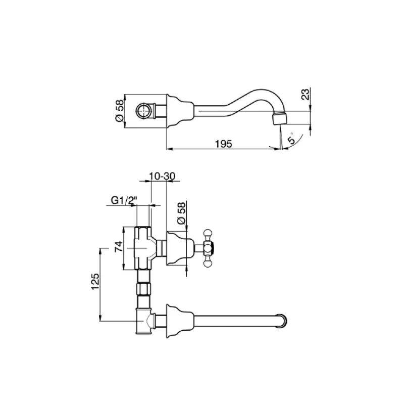 Huber Victorian 3-huls håndvaskarmatur Guld VT0035102G