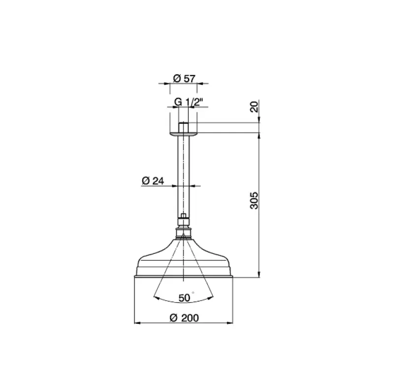 Huber Victoriansk Regnbruser brusehoved i bronze med loftsarm SS01341027
