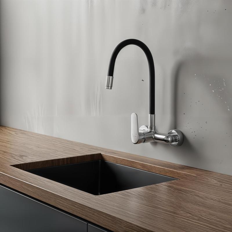 Aquatrimo Chopin vægmonteret vandhane krom med høj fleksibel tud 21CP8462CM