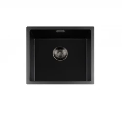 Lorreine BQ serie vask 44x41cm undermonteret sort med gun metal prop 40BQ37-FU-GUNMETAL