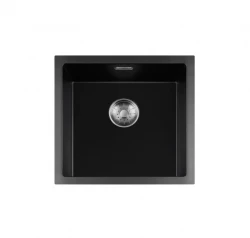 Lorreine BQ serie vask 45x45cm sort med rustfri stål prop 40BQ-T-INOX