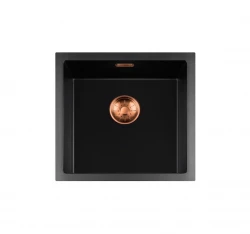 Lorreine BQ serie vask 45x45cm overflade sort med kobber prop 40BQ-T-COPPER