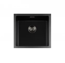 Lorreine BQ serie vask 45x45cm overflademonteret sort med gun metal prop 40BQ-T-GUNMETAL