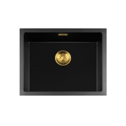 Lorreine BQ serie vask 55x45cm overflade sort med guldprop 50BQ-T-GOLD