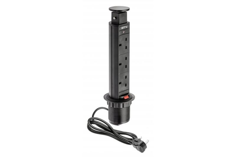 Desktop mortise forlængerkabel 60 mm, 3x UK-stik (sort) ENGLISH VERSION 1208958626