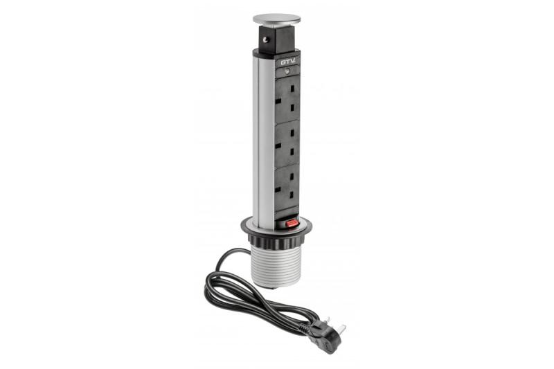 Desktop mortise forlængerkabel 60 mm, 3x UK-stik (sølv) ENGLISH VERSION 1208958627