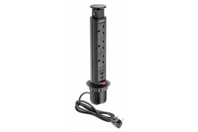 Desktop mortise forlængerkabel 60 mm, 3x UK-stik, 2xUSB 2,1A 5V (sort) ENGLISH VERSION 1208958628