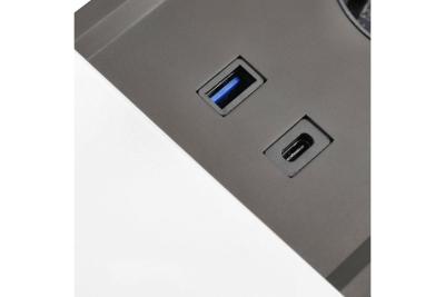 PRESTINO indbygget skrivebordsforlængerledning, 2x fransk stik, USB A+C, RJ45, HDMI, kabel 1.5m, sølv 1208958675