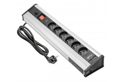 MULTI desktop-forlængerkabel med overspændingsbeskyttelse, 6x stik med jordforbindelse, 4x USB 1208958684