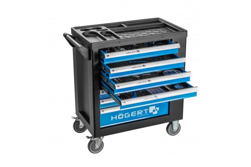Hoegert 7-skuffe værktøjskasse med en sidedør med tilbehør 544 stykker. 1208962010