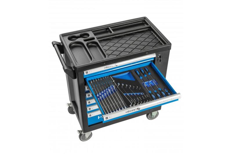 Hoegert 7-skuffe værktøjskasse med en sidedør med tilbehør 544 stykker. 1208962010
