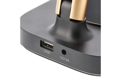 Bureau decor lamp Bressi 8W 450lm AC220-240V 3-CCT Trådløs Opladning USB PF>0,5 RA>80 Sort / Guld 1208962479