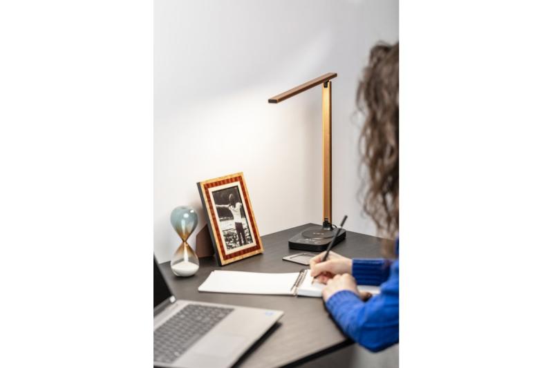 Bureau decor lamp Bressi 8W 450lm AC220-240V 3-CCT Trådløs Opladning USB PF>0,5 RA>80 Sort / Guld 1208962479