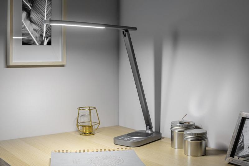 Decor Bureau Lamp Bressi 8W 450lm AC220-240V 3-CCT Trådløs Opladning USB PF>0,5 RA>80 Grå 1208962480