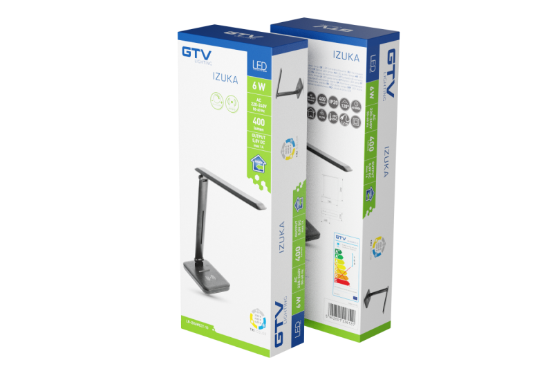 Decor IZUKA LED skrivebordslampe 6W 400lm AC220-240V 50/60Hz CCT induktiv oplader sort. 1208962497