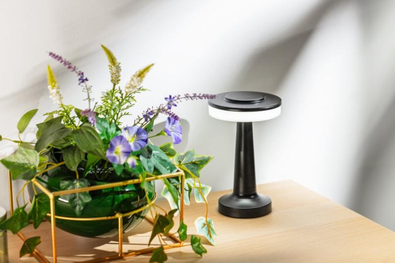 Decor Bordlampe Monum 3W 200lm DC 5V 1A 3000 K 3 grader. Dæmpbar med 1800 mAh batteri, sort. 1208962504