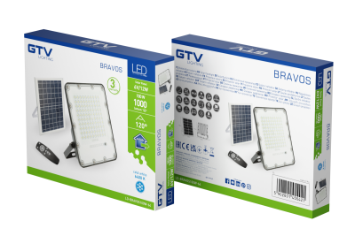 Solar LED projektør BRAVOS, 100W, 1000lm, 6400K, IP65, 120°, solpanel, fjernbetjening, 3y 1208962681