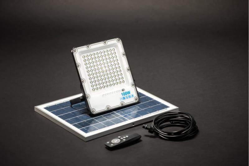 Solar LED oversvømmelseslys BRAVOS, 150W, 1500lm, 6400K, IP65, 120°, solpanel, fjernbetjening, 3y 1208962682