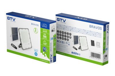 Solar LED projektør BRAVOS, 50W, 500lm, 6400K, IP65, 120°, solpanel, fjernbetjening, 3 år 1208962684
