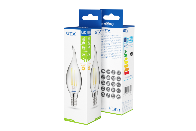 Dekorativt LED lys, FILAMENT, C35L, 27006, E14, 4W, 240lm, AC220-240V/ 50-60Hz, RA>80, 360° 1208962696