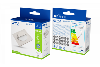 Dekorativ LED trappearmatur ESCADA KB DC12V firkantet mat glasdæksel 0,8W 70lm 4000K inox kabel 150 cm.
