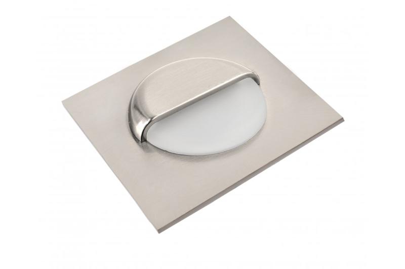 Dekorativ LED trappearmatur ESCADA KB DC12V firkantet mat glasdæksel 0,8W 70lm 4000K inox kabel 150 cm.