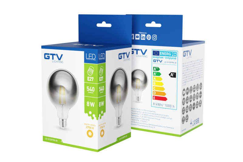 Dekorativt LED-lys, FILAMENT, G125, 27006, E27, 8W, 540lm, AC220-240V/ 50-60Hz, RA>80, 360° 1208962766