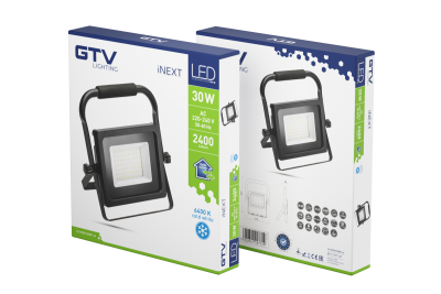 LED projektør iNEXT (bærbar) 30W 2400lm, PF>0,9, RA>80, IP65, 120°, 6400K, sort krop 1208962861