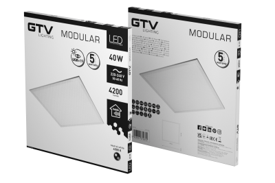 LED armatur MODULAR, bagplade, 60x60cm, 4000K, 40W, 4200lm, AC220-240V, PF>0,9, IP54, 5y, UGR<19 1208963000