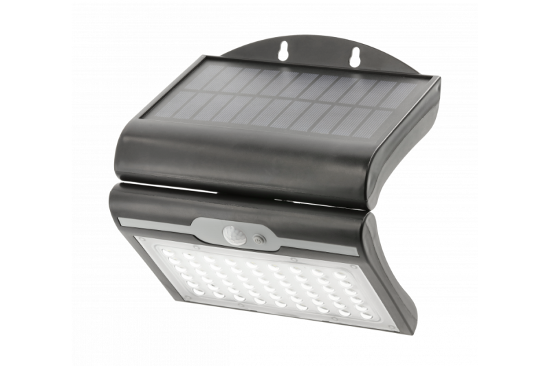 RAMOS Solar Facade Lysarmatur med bevægelse/skumrings sensor, 50W, 300lm, 3,7V 1800mAh, IP44, 6000K, Sort 1208963115