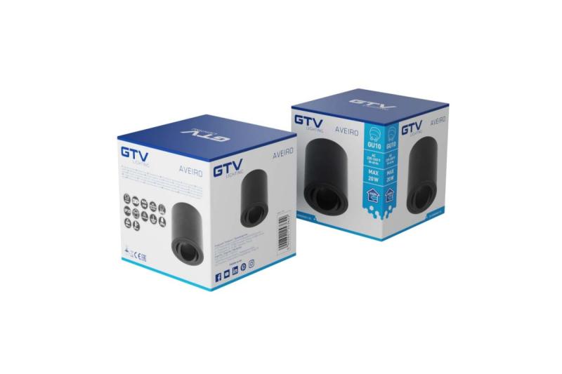 Dekor Loftarmatur AVEIRO aluminium 80x85mm IP20 maks 20W rund sort. 1208963830