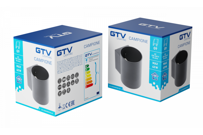 Decor Vægarmatur CAMPIONE aluminium G9 IP20 maks. 40W IP20 rund sort. 1208963851