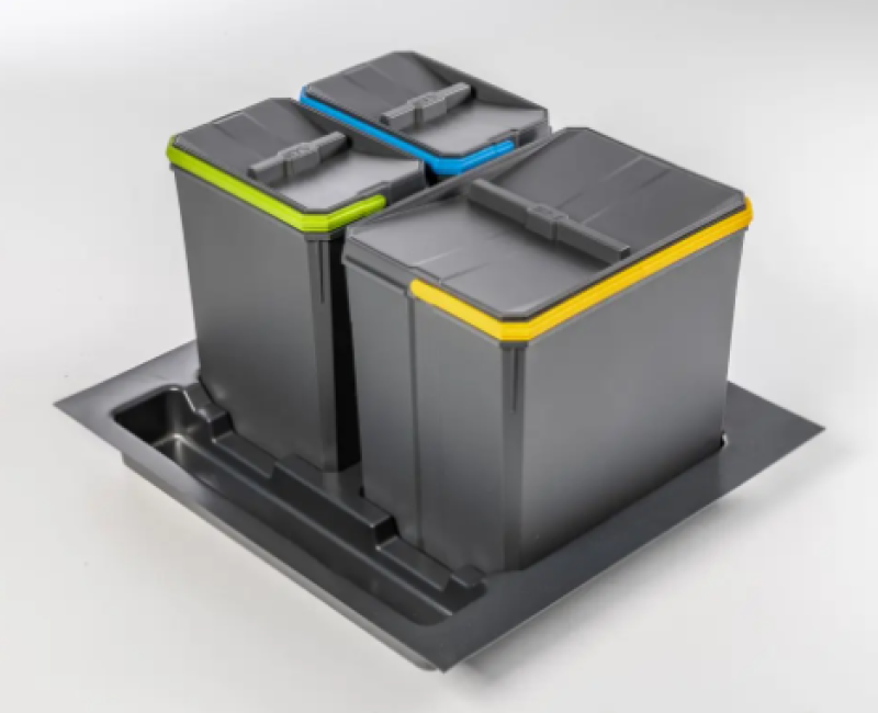 Garbi Basket B-60-3 affaldssorteringssystem til skuffe 60 cm inkl. holder og 3 affaldsbeholdere 1208964399