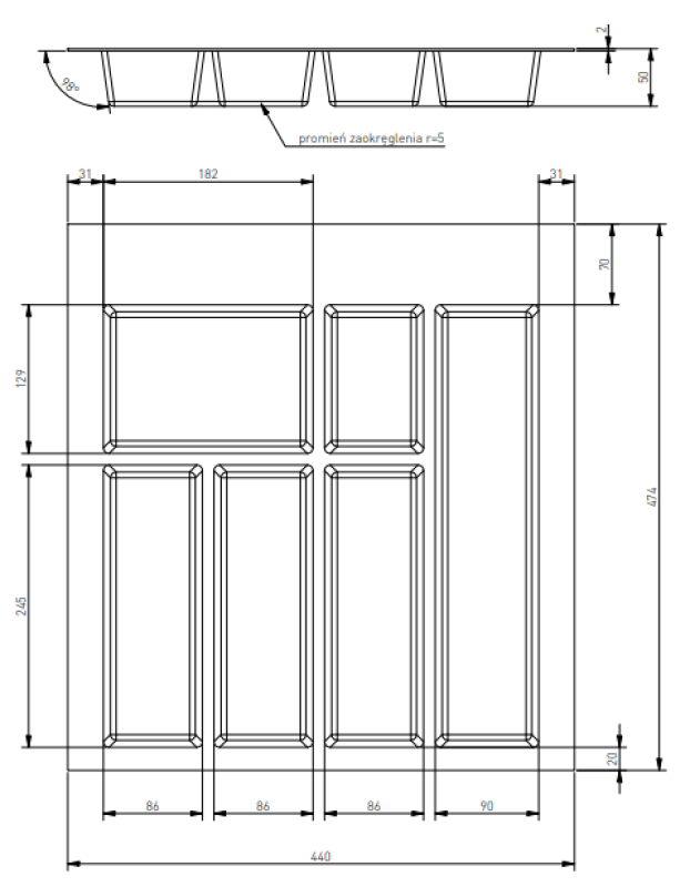 Decor Cutle Bestikindsats til Køkkenskuffe 500 Antracit 1208966376