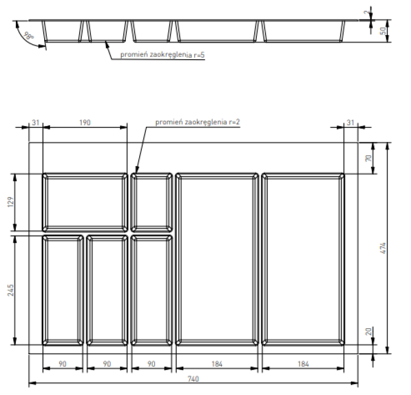 Dekor Bestikindsats til Køkkenskuffe 800 Axispace Hvid 1208966379