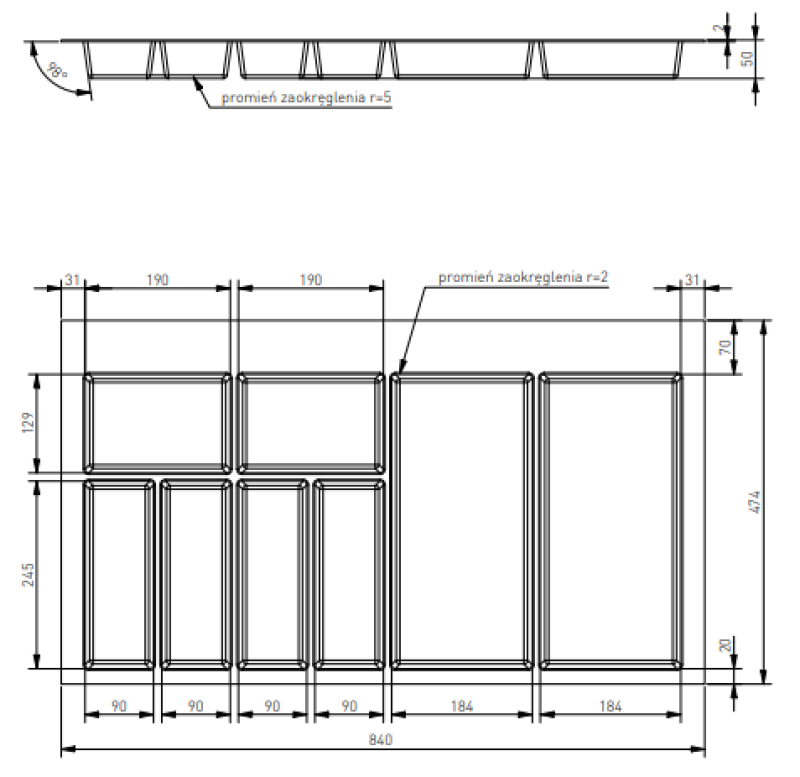 Decor Cutle Bestikindsats til Køkkenskuffe 900 Antracit 1208966382