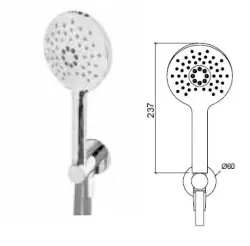 Water Evolution Flow rund håndbrusersæt komplet med vægtilslutning mat hvid - 3 funktioner - T1621RBR