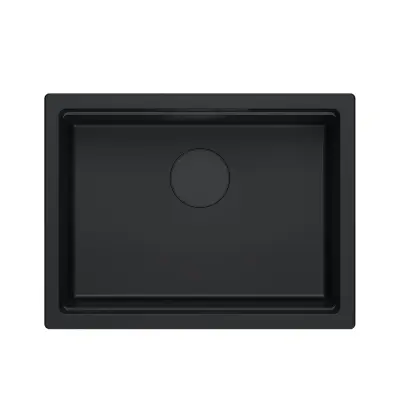 Quadri Newport II granit underlimmet sort vask 560x450 mm inkl. sort afløbsdæksel 1208966924